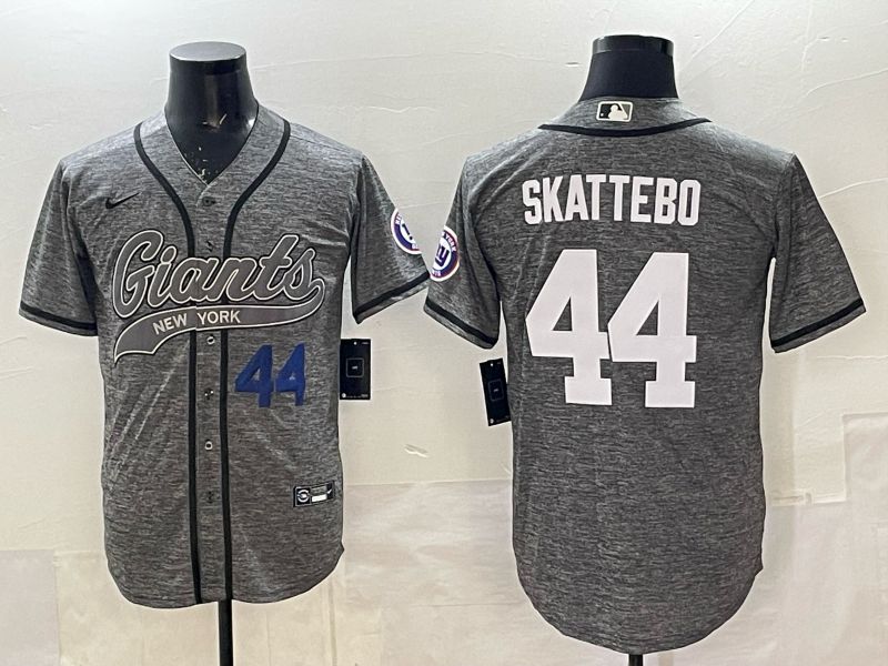 Men 2025 New York Giants #44 Skattebo Grey Joint Name Nike Limited NFL Jersey 02